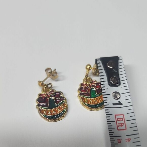 Elegant Multicolor Ornament Bow Earrings - Picture 2 of 4